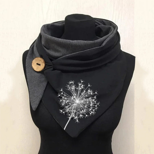 Triangular Scarf with Button Closure for Women | Double-Layer Neck Wrap