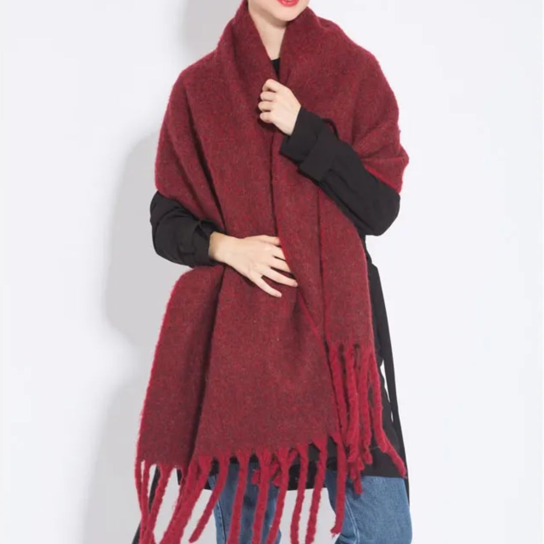 Stylish Warm Winter Scarf | Plain Shawl with Fringes