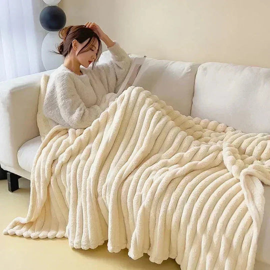 Plush Winter Blanket | Large Warm Checkered with Texture
