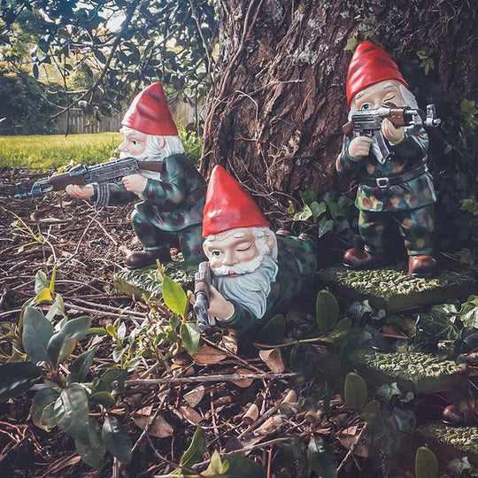 Garden Statue Gnome Figure | Camo Garden Decoration