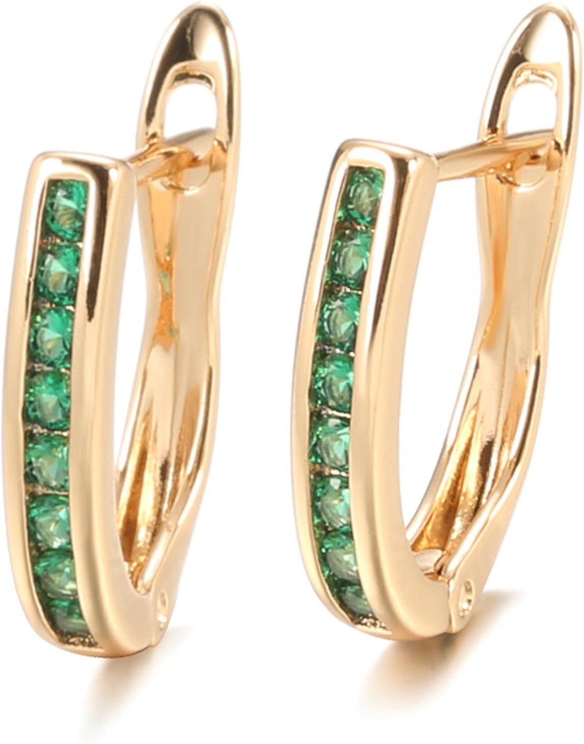 Emerald diamond earrings in gold