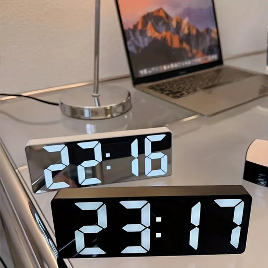 Réveil miroir LED | Horloge vocale avec mémoire en cas de coupure de courant