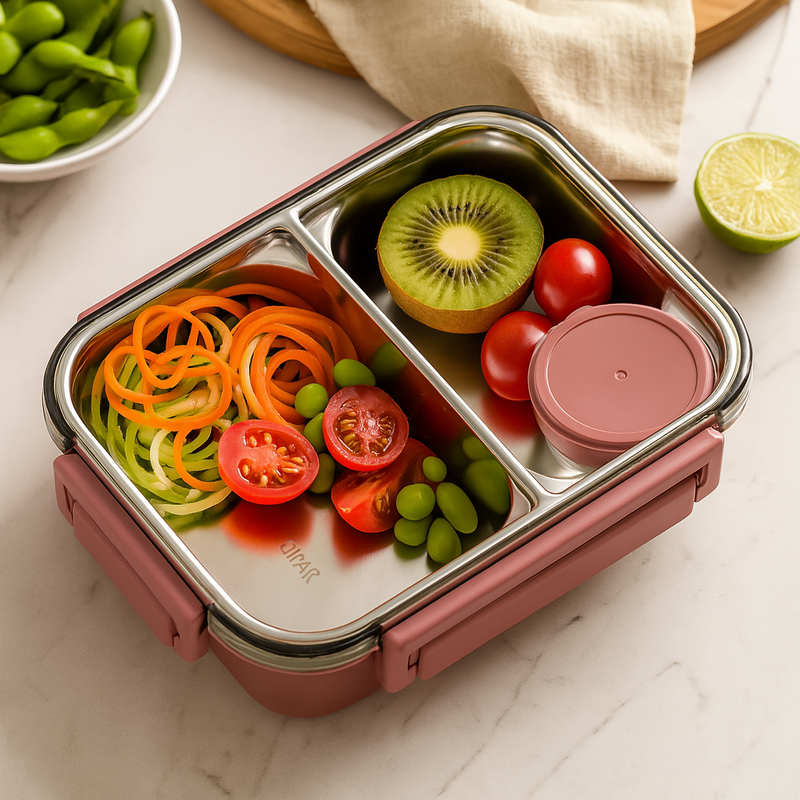 Bento lunchbox in acciaio inossidabile | Scatola per il pranzo compartimentata per scuola e ufficio