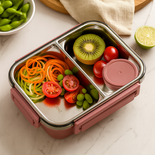 Bento lunchbox in acciaio inossidabile | Scatola per il pranzo compartimentata per scuola e ufficio