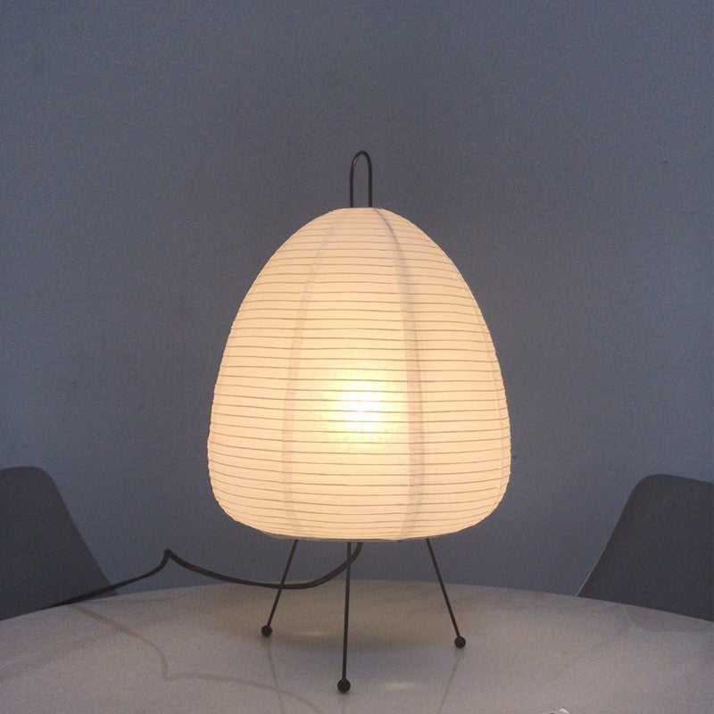 Lampe de table lanterne en papier style japonais | Lampe de bureau rétro trépied