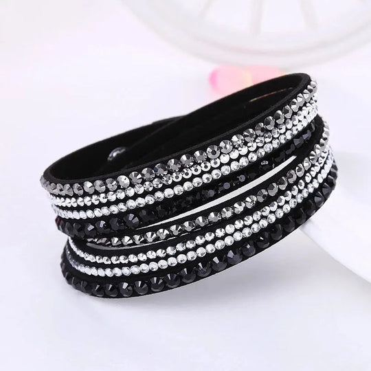 Black Wrap Bracelet for Women | Multi-layer Crystal Bead Jewelry