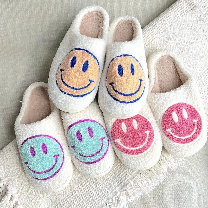 Warme Smiley Pantoffels | Meerkleurig Gezicht Patroon Huisschoenen