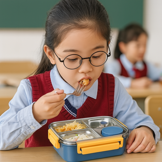 Bento lunchbox in acciaio inossidabile | Scatola per il pranzo compartimentata per scuola e ufficio