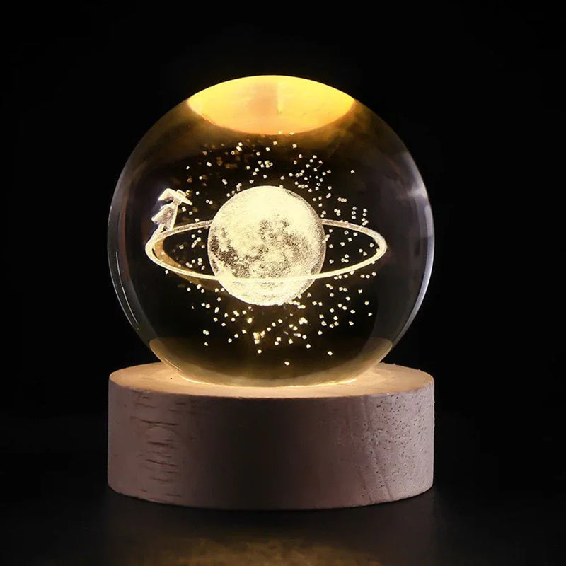 3D Gegraveerde Ruimte Bol Lamp | Verlicht Zonnestelsel en Melkweg Decoratie