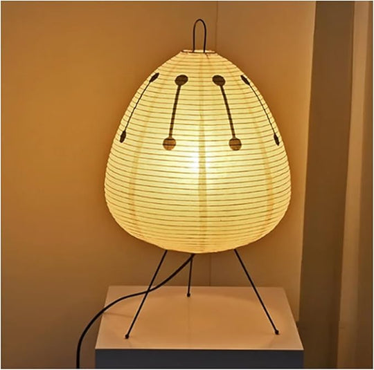 Lampe de table lanterne en papier style japonais | Lampe de bureau rétro trépied