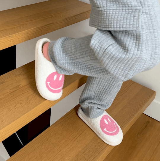 Warme Smiley Pantoffels | Meerkleurig Gezicht Patroon Huisschoenen