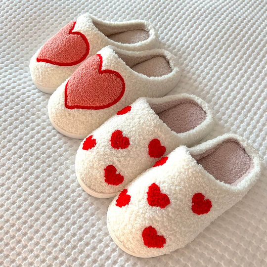 Warme Binnenschoenen | Pantoffels met Hartjes en Paddenstoelen Patroon