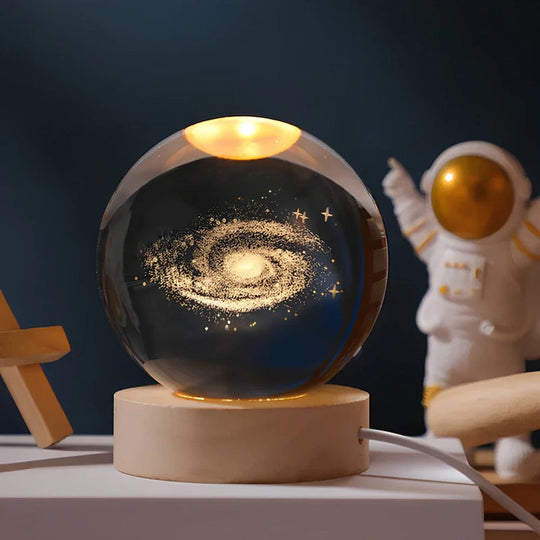 3D Gegraveerde Ruimte Bol Lamp | Verlicht Zonnestelsel en Melkweg Decoratie