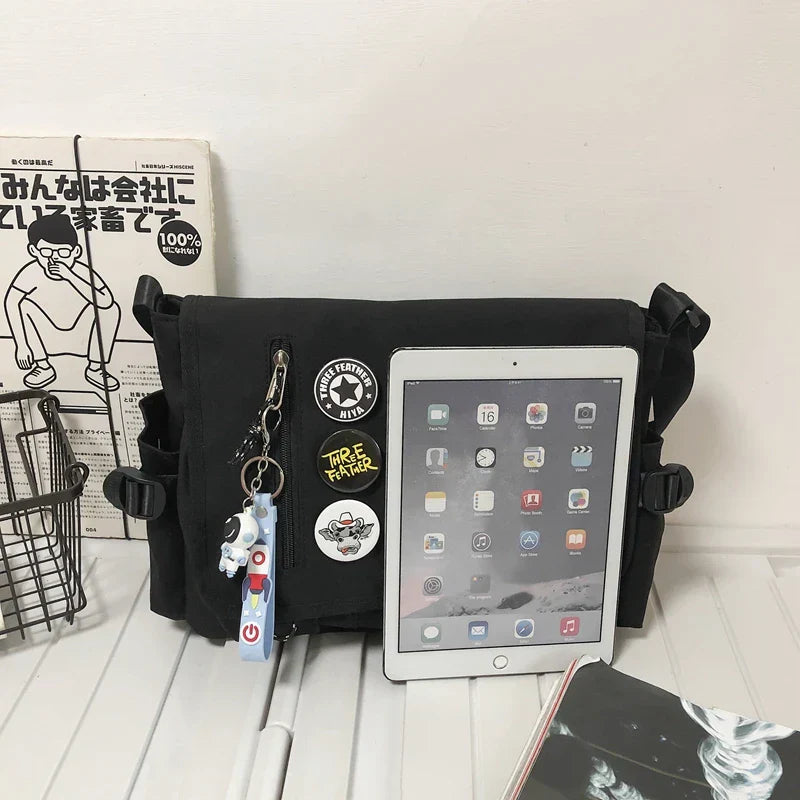 Nylon Crossbody Messenger Tas | Utility Schoudertas met Meerdere Vakken