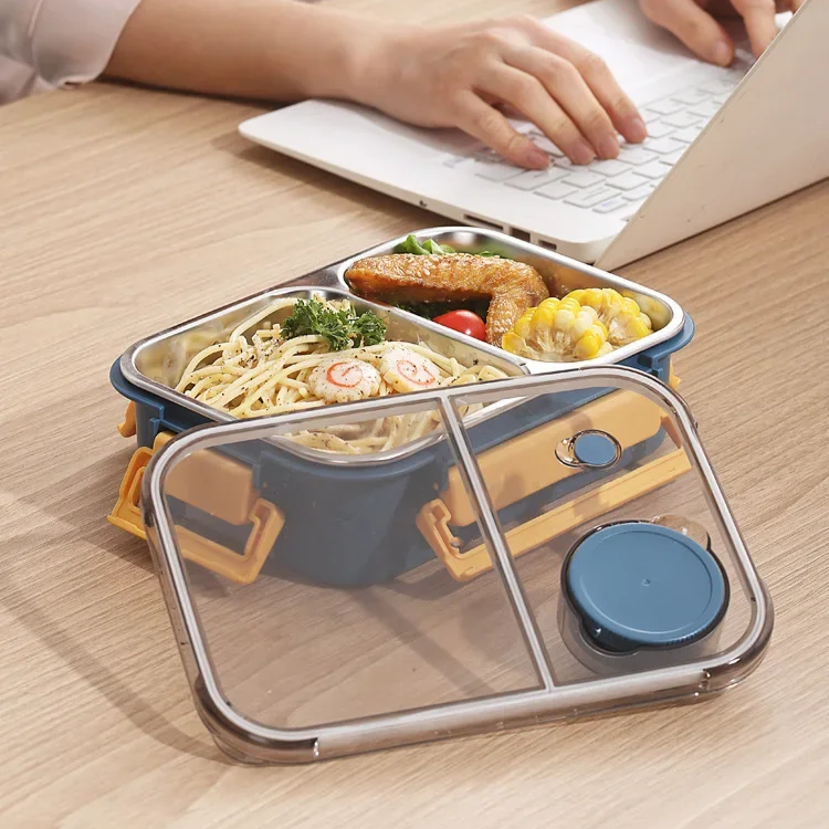Bento lunchbox in acciaio inossidabile | Scatola per il pranzo compartimentata per scuola e ufficio