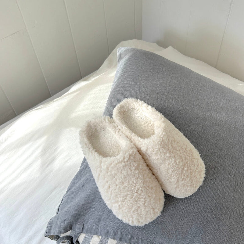 Warme Sherpa Stijl Pantoffels | Imitatiebont Gesloten Binnen Huisschoenen
