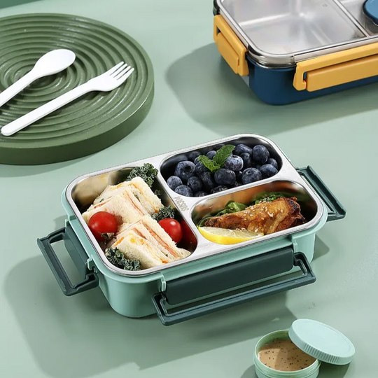 Bento lunchbox in acciaio inossidabile | Scatola per il pranzo compartimentata per scuola e ufficio