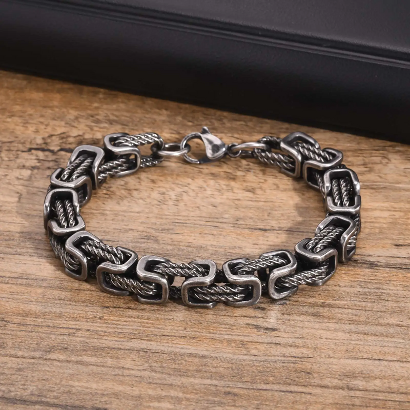 Stainless Steel Bracelet with Woven-core Links