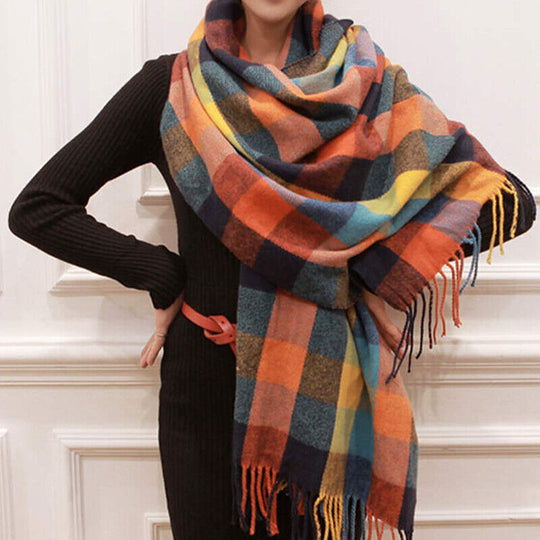 Sciarpa Autunnale Elegante | Calda Stola con Frange