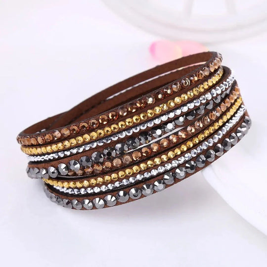 Black Wrap Bracelet for Women | Multi-layer Crystal Bead Jewelry