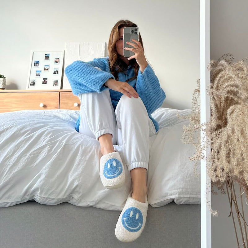 Warme Smiley Pantoffels | Meerkleurig Gezicht Patroon Huisschoenen