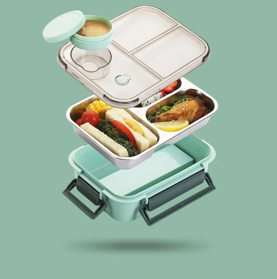Bento lunchbox in acciaio inossidabile | Scatola per il pranzo compartimentata per scuola e ufficio