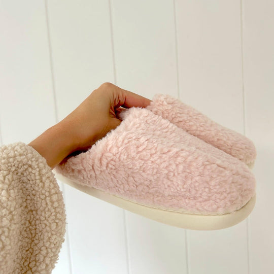 Warme Sherpa Stijl Pantoffels | Imitatiebont Gesloten Binnen Huisschoenen