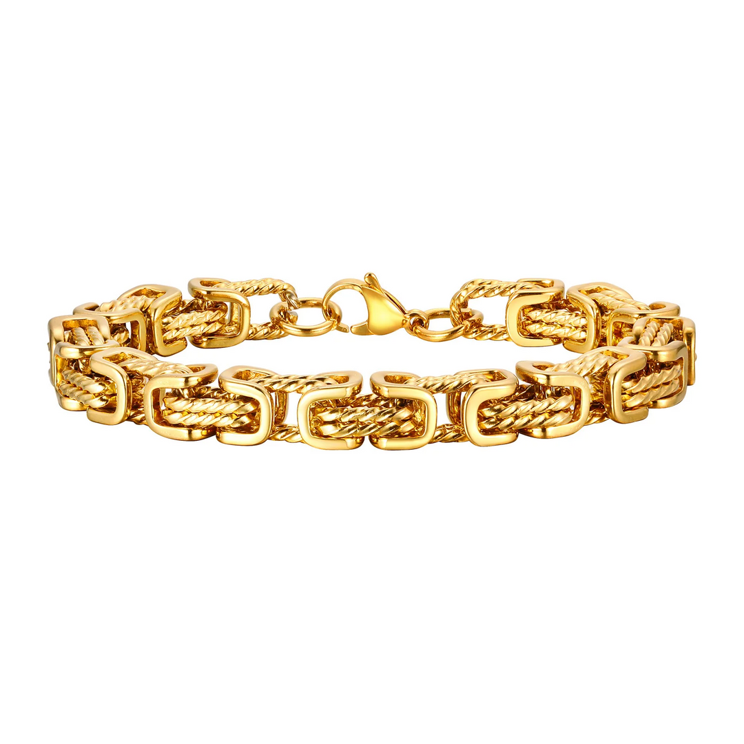 Heren Zilverkleurige Metalen Armband | Byzantijnse Schakel Polsband