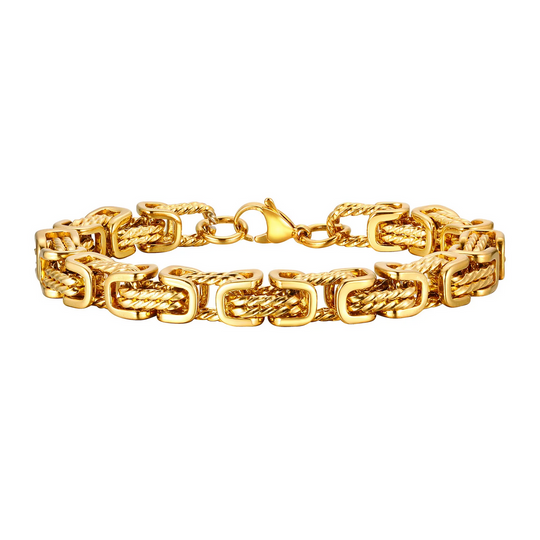 Heren Zilverkleurige Metalen Armband | Byzantijnse Schakel Polsband