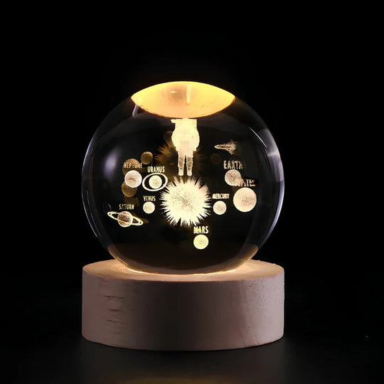 3D Gegraveerde Ruimte Bol Lamp | Verlicht Zonnestelsel en Melkweg Decoratie