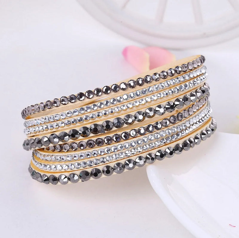 Black Wrap Bracelet for Women | Multi-layer Crystal Bead Jewelry