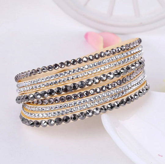 Black Wrap Bracelet for Women | Multi-layer Crystal Bead Jewelry