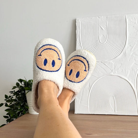 Warme Smiley Pantoffels | Meerkleurig Gezicht Patroon Huisschoenen