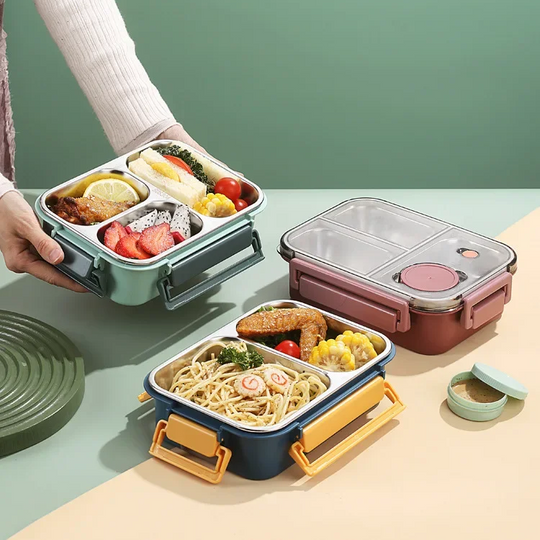 Bento lunchbox in acciaio inossidabile | Scatola per il pranzo compartimentata per scuola e ufficio