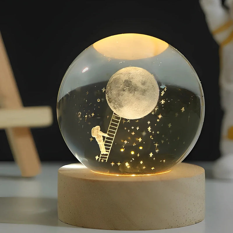 3D Gegraveerde Ruimte Bol Lamp | Verlicht Zonnestelsel en Melkweg Decoratie