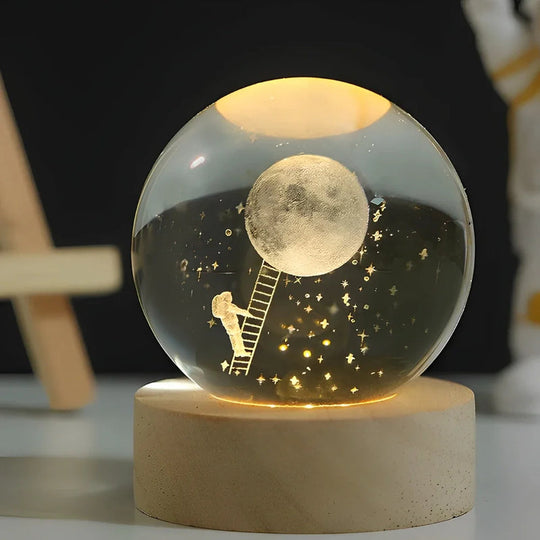 3D Gegraveerde Ruimte Bol Lamp | Verlicht Zonnestelsel en Melkweg Decoratie