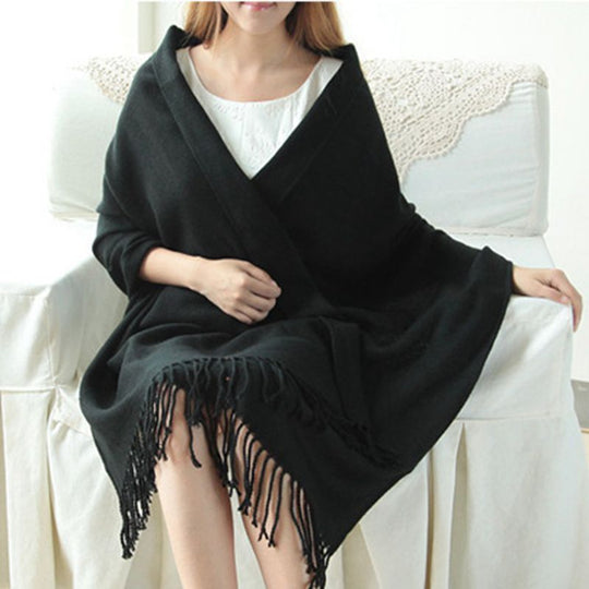 Sciarpa Autunnale Elegante | Calda Stola con Frange