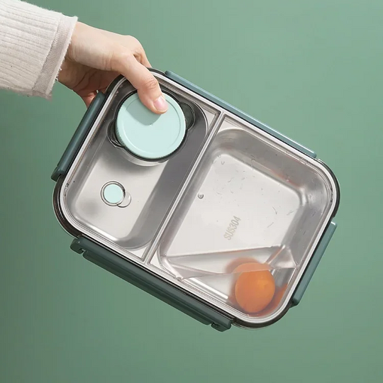 Bento lunchbox in acciaio inossidabile | Scatola per il pranzo compartimentata per scuola e ufficio
