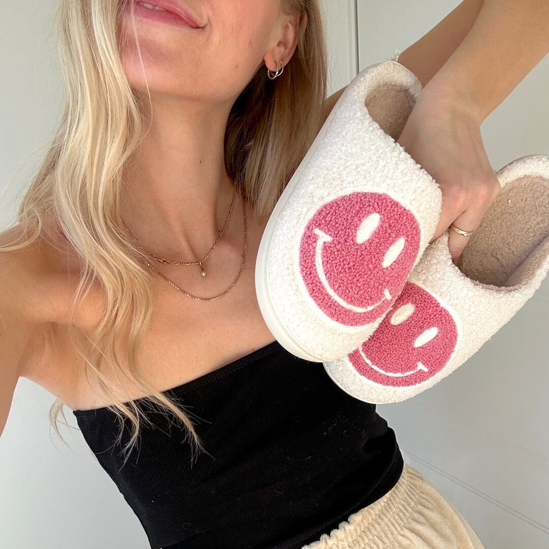 Warme Smiley Pantoffels | Meerkleurig Gezicht Patroon Huisschoenen