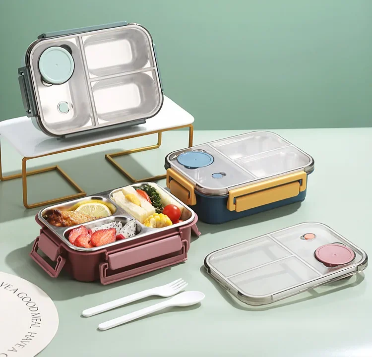 Bento lunchbox in acciaio inossidabile | Scatola per il pranzo compartimentata per scuola e ufficio