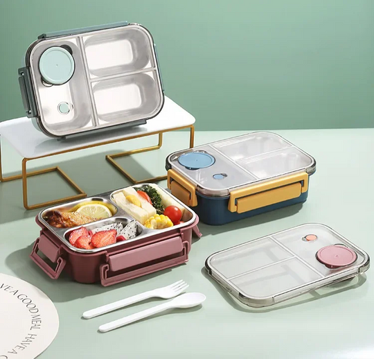 Bento lunchbox in acciaio inossidabile | Scatola per il pranzo compartimentata per scuola e ufficio