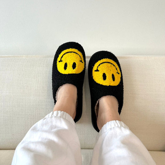 Warme Smiley Pantoffels | Meerkleurig Gezicht Patroon Huisschoenen
