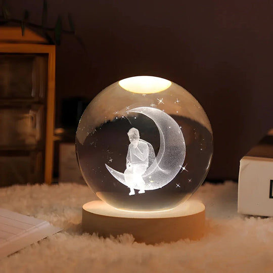 3D Gegraveerde Ruimte Bol Lamp | Verlicht Zonnestelsel en Melkweg Decoratie