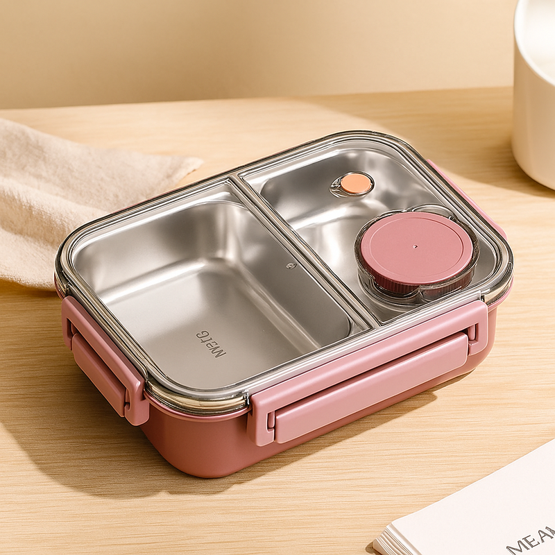 Bento lunchbox in acciaio inossidabile | Scatola per il pranzo compartimentata per scuola e ufficio