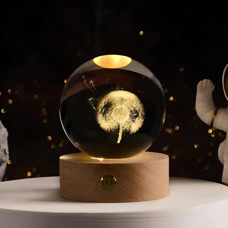 3D Gegraveerde Ruimte Bol Lamp | Verlicht Zonnestelsel en Melkweg Decoratie