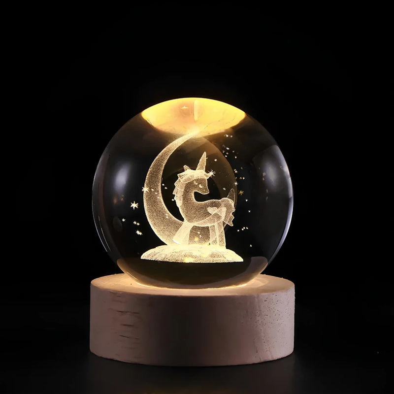 3D Gegraveerde Ruimte Bol Lamp | Verlicht Zonnestelsel en Melkweg Decoratie