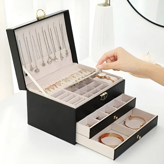 Elegant Multi-layer Jewelry Box | With Drawers & Storage Compartments