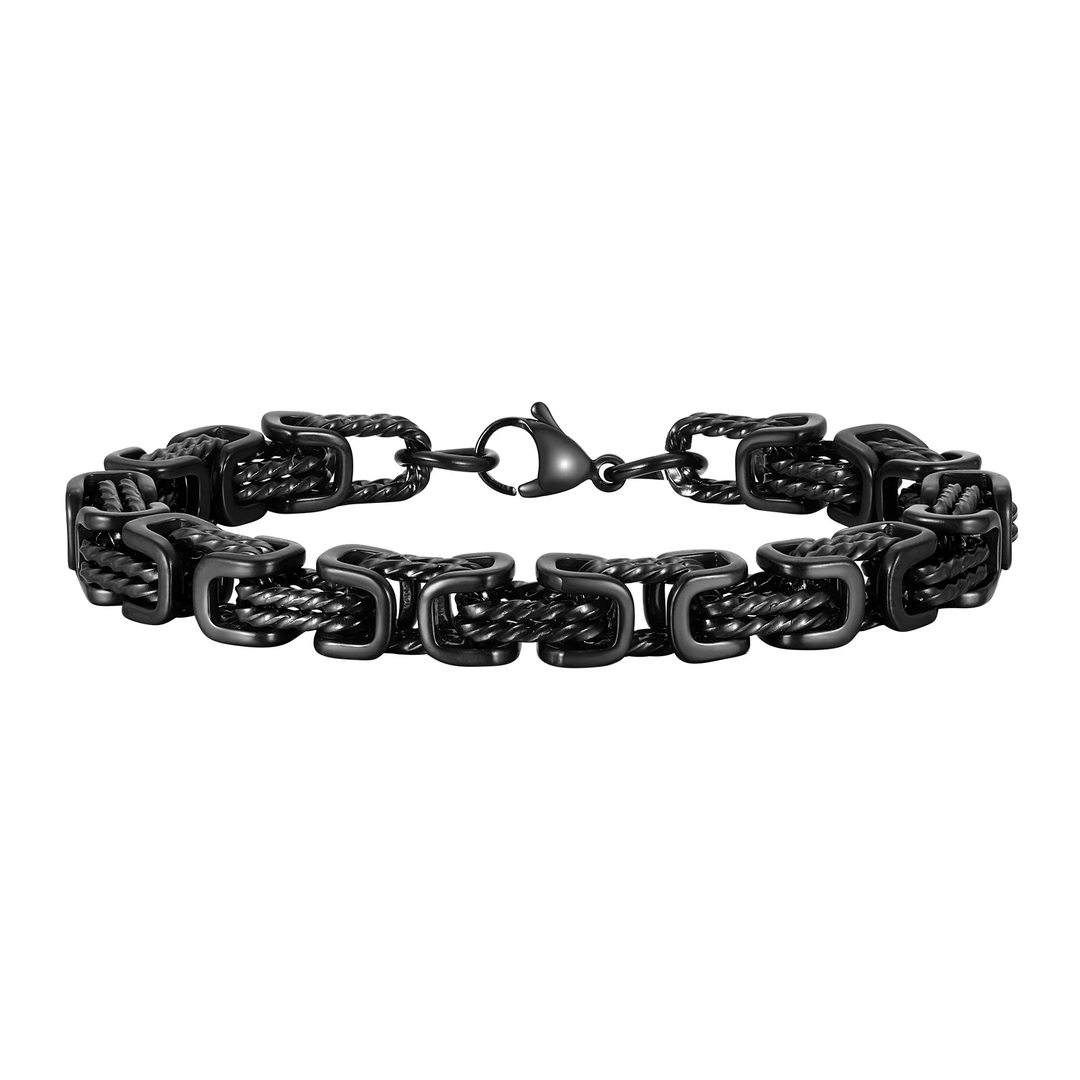 Heren Zilverkleurige Metalen Armband | Byzantijnse Schakel Polsband