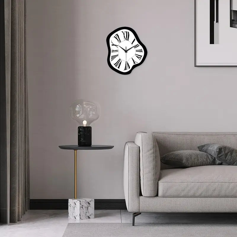 Horloge mural abstrait moderne | Décoration silencieuse noir et blanc pour salon et bureau