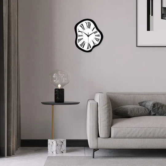 Horloge mural abstrait moderne | Décoration silencieuse noir et blanc pour salon et bureau